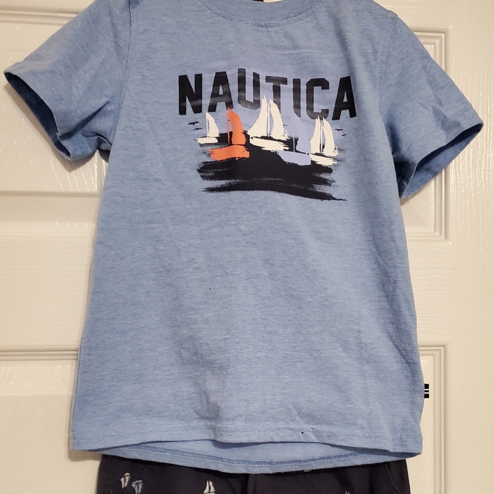 Nautica, boys, size 4T, navy, 2-piece short set